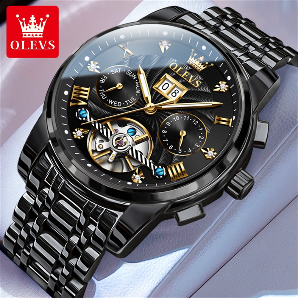 Omega Watch Constellation - OLEVS Klassische Herrenuhren Tourbillon Multifunktions-Vollautomatik-Herrenuhr High-End-Armbanduhr
